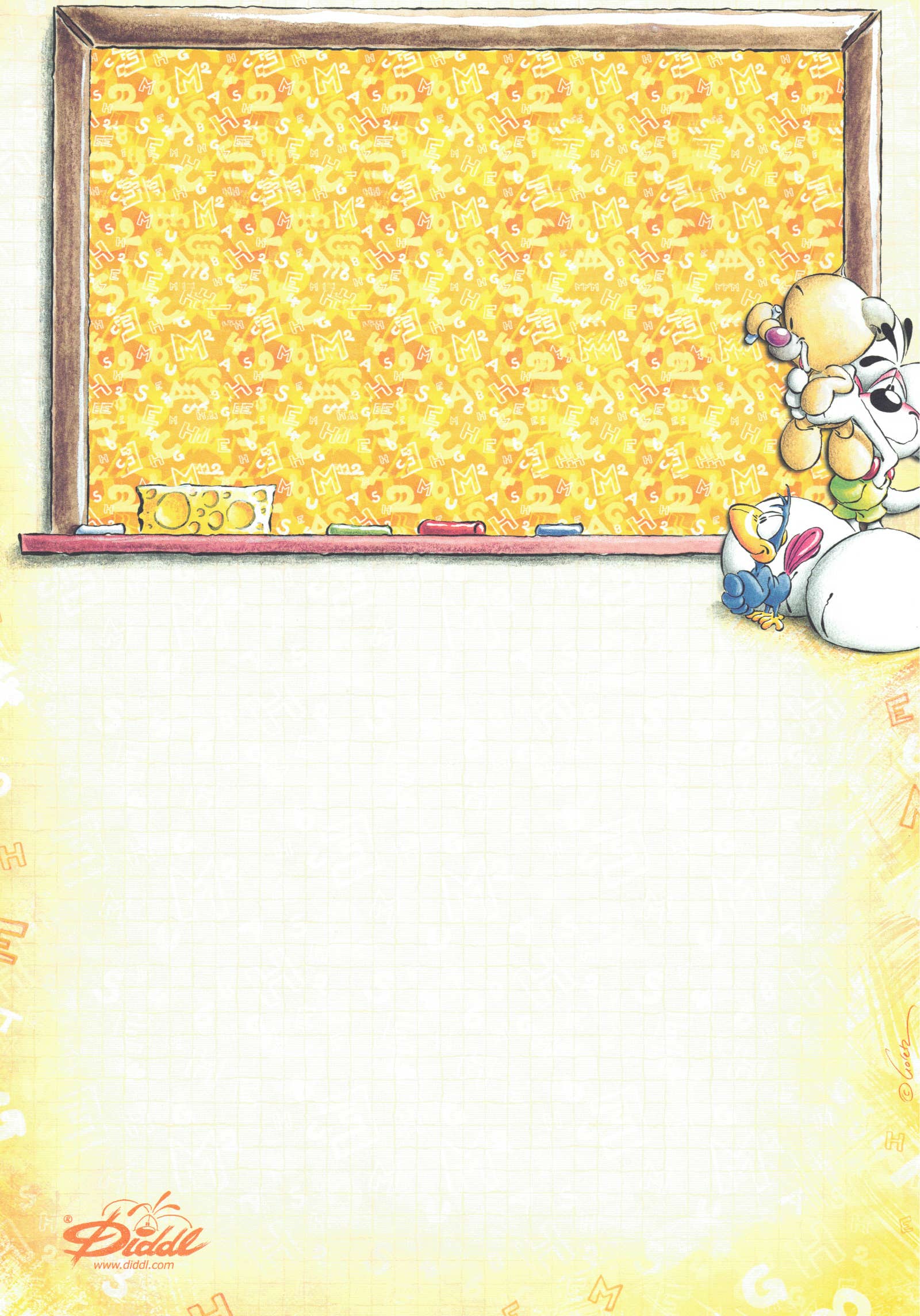 Diddl-Blatt A4 Nr. 116 Drei vor Schultafel