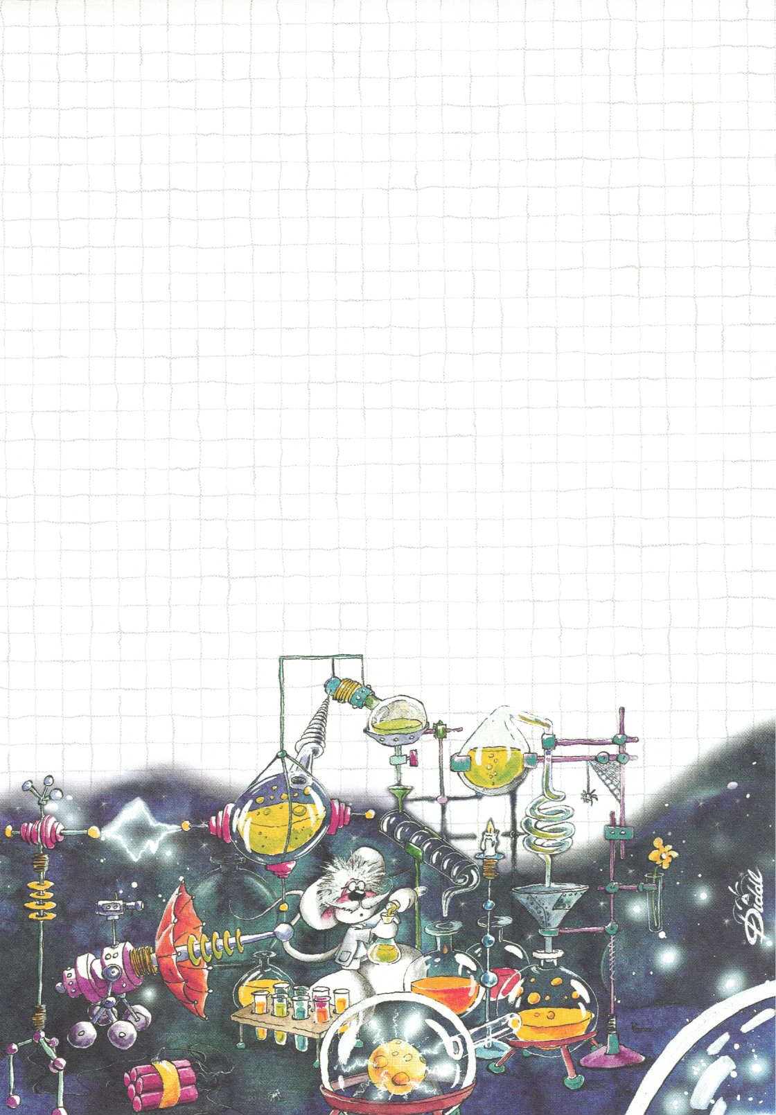 Diddl sheet A5 No. 198 Prof Blubberpeng's laboratory