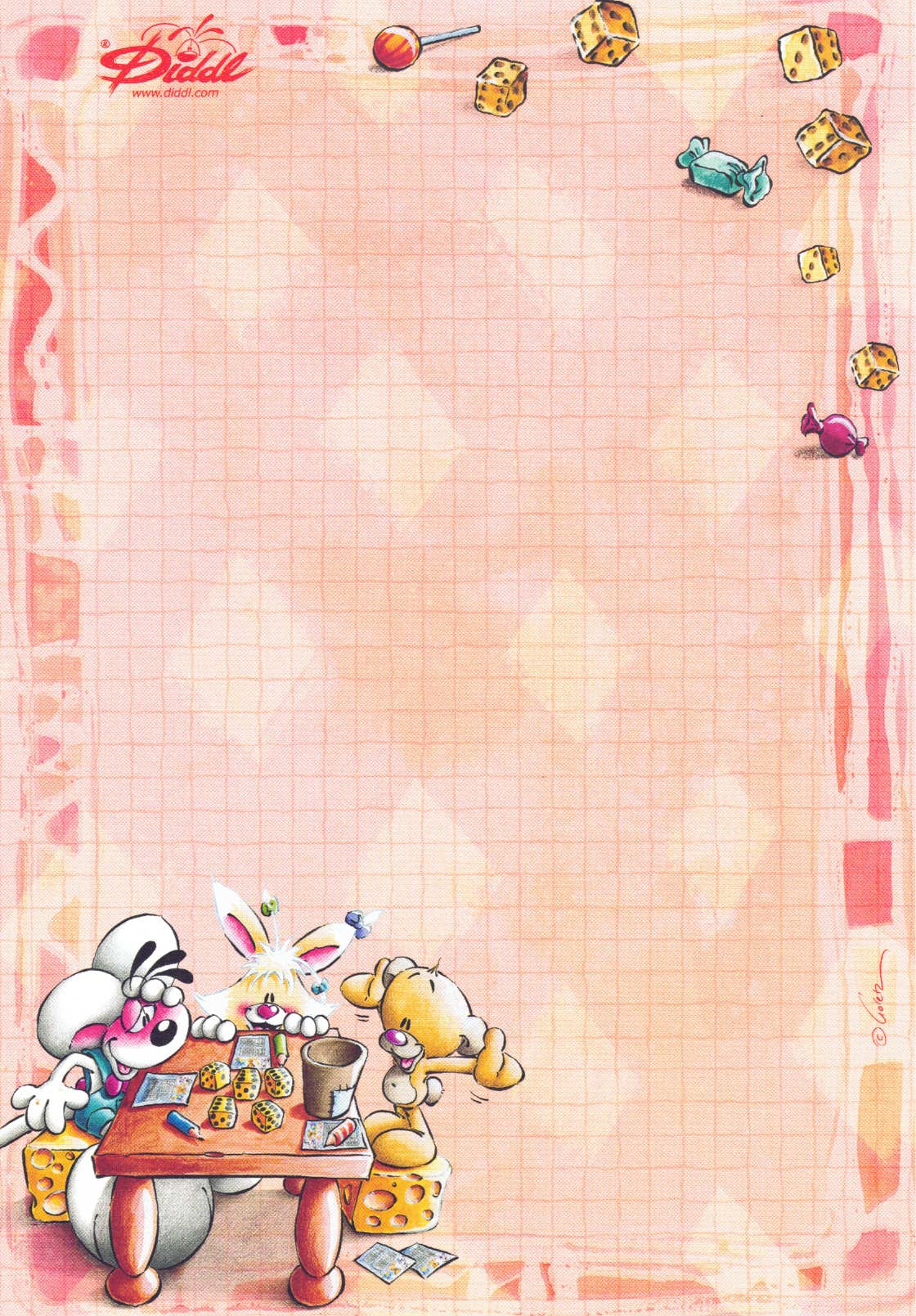 Feuille Diddl A5 n° 318 cubes de fromage