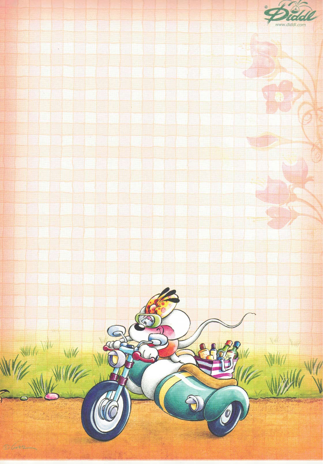 Diddl Sheet A5 No. 332 Diddlina's Flower Motorcycle
