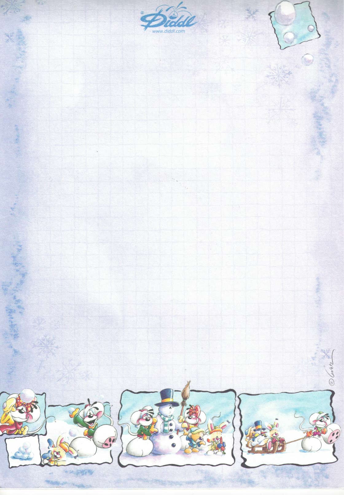 Diddl sheet A5 no. 351 Sledding with snowman