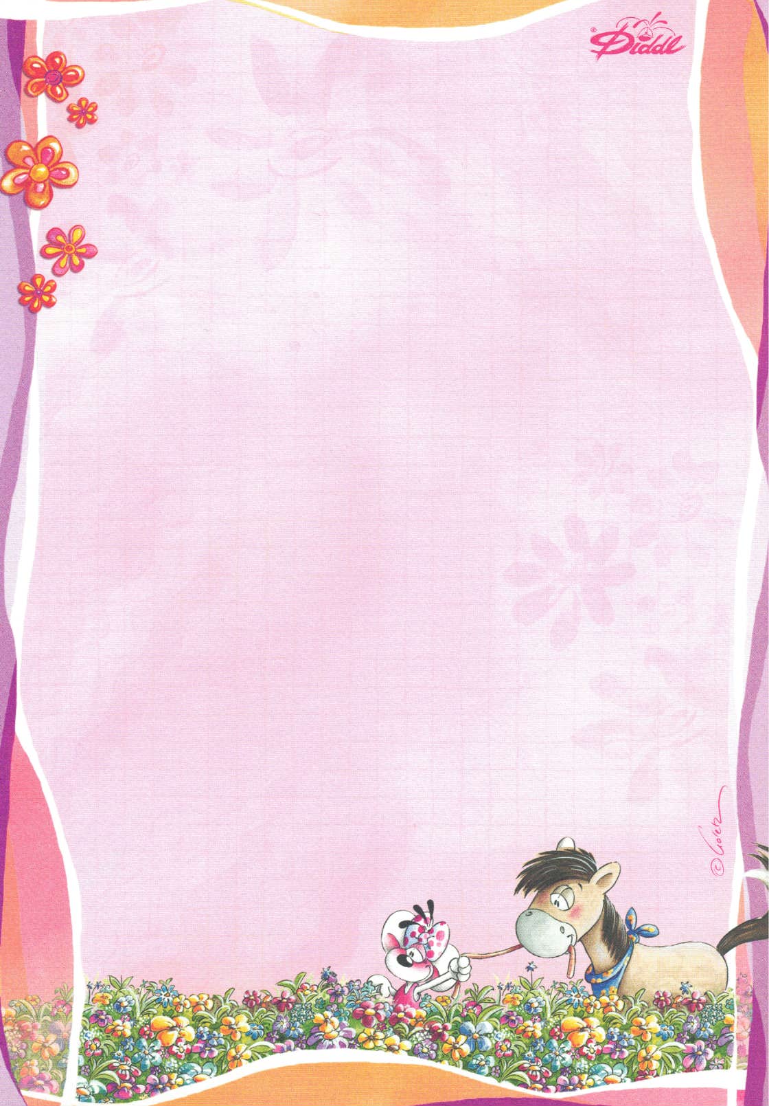 Diddl sheet A5 No. 385 Flower meadow gallop walker