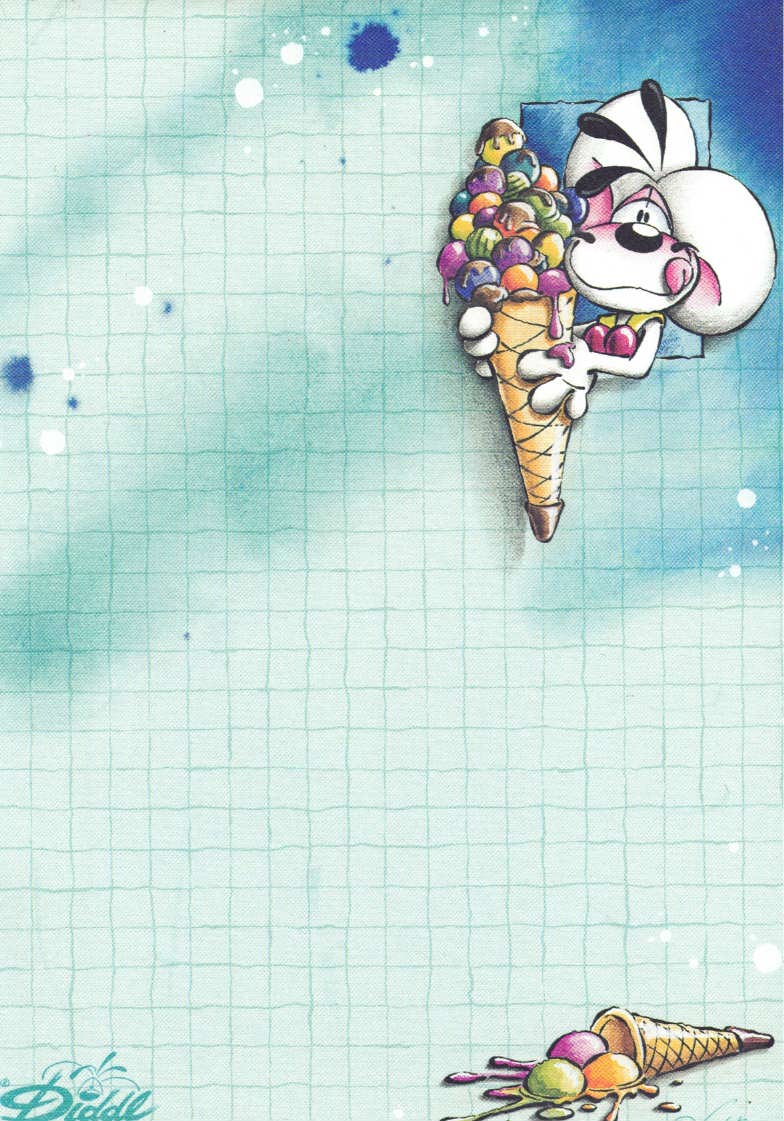 Feuille Diddl A6 n° 129 Diddl avec un cornet de glace géant