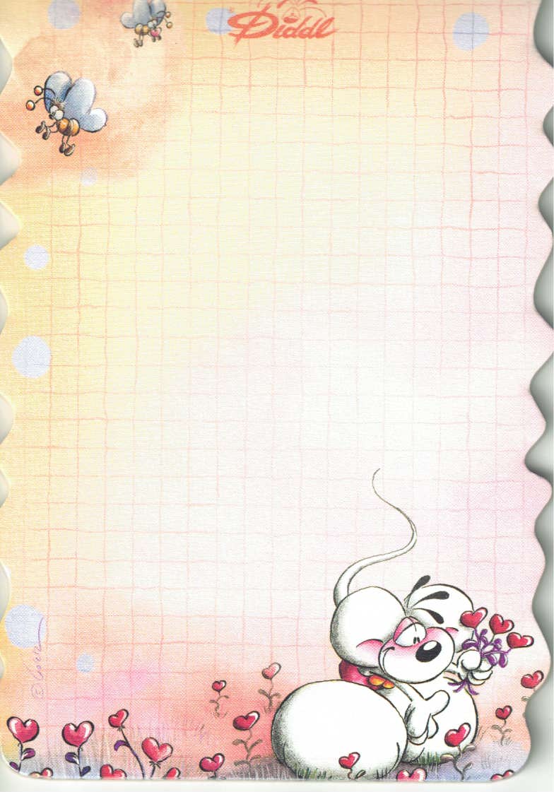 Feuille Diddl A6 n° 141 Cueille-fleurs en forme de cœur