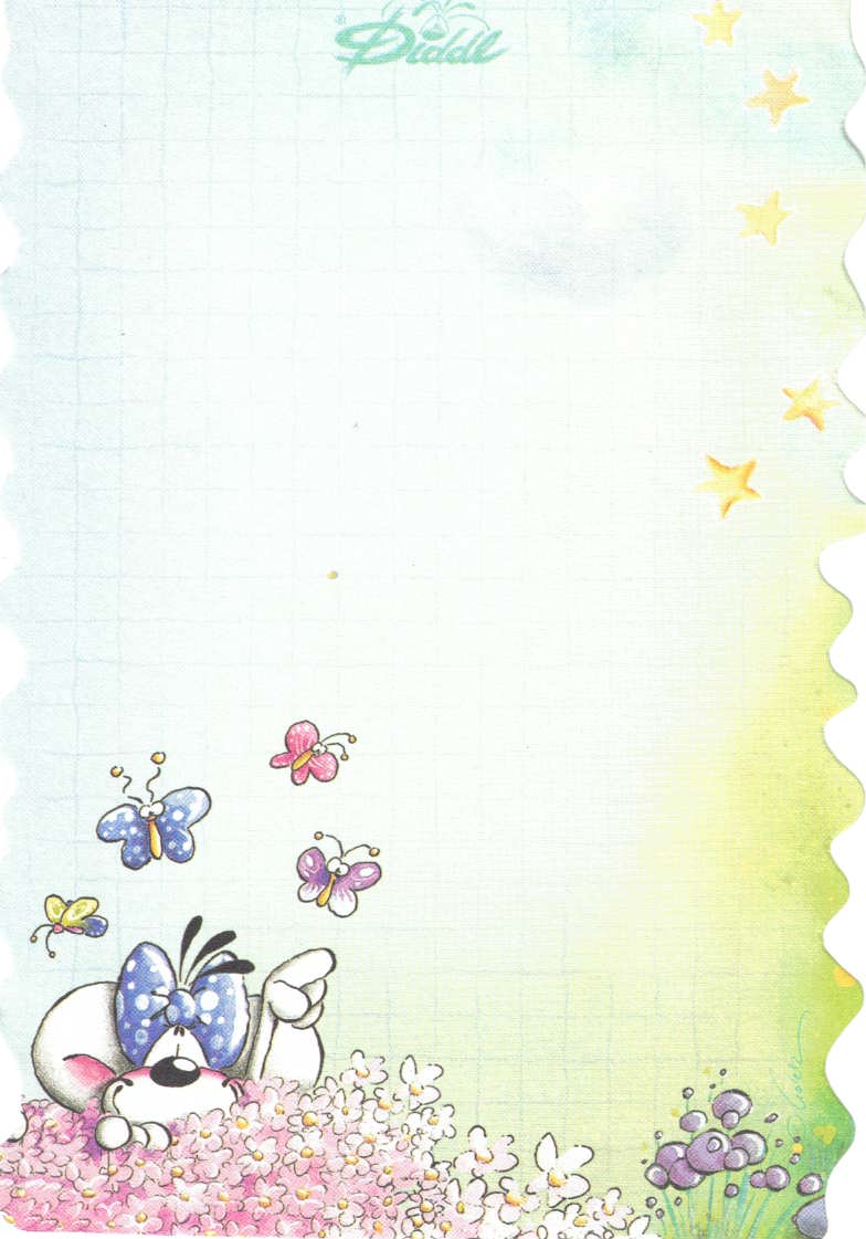 Feuille Diddl A6 n° 144 Se baigner dans une mer de fleurs 2