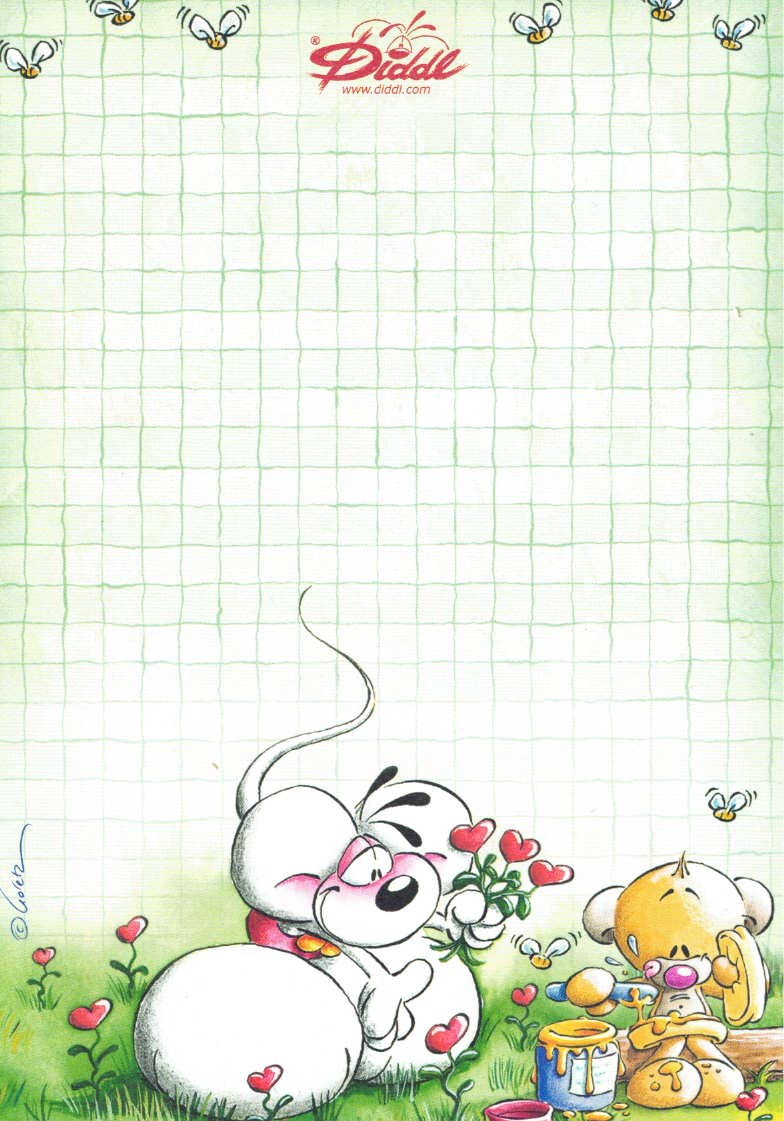Diddl sheet A6 No. 159 Heart Flower Picker