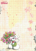 Feuille Diddl A6 n° 178 Diddlina avec bouquet de fleurs