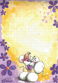 Feuille Diddl A6 n° 178 Diddlina avec bouquet de fleurs