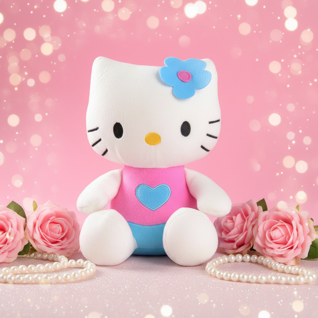 Hello Kitty Plüsch mit mit blauem Herz 20 cm