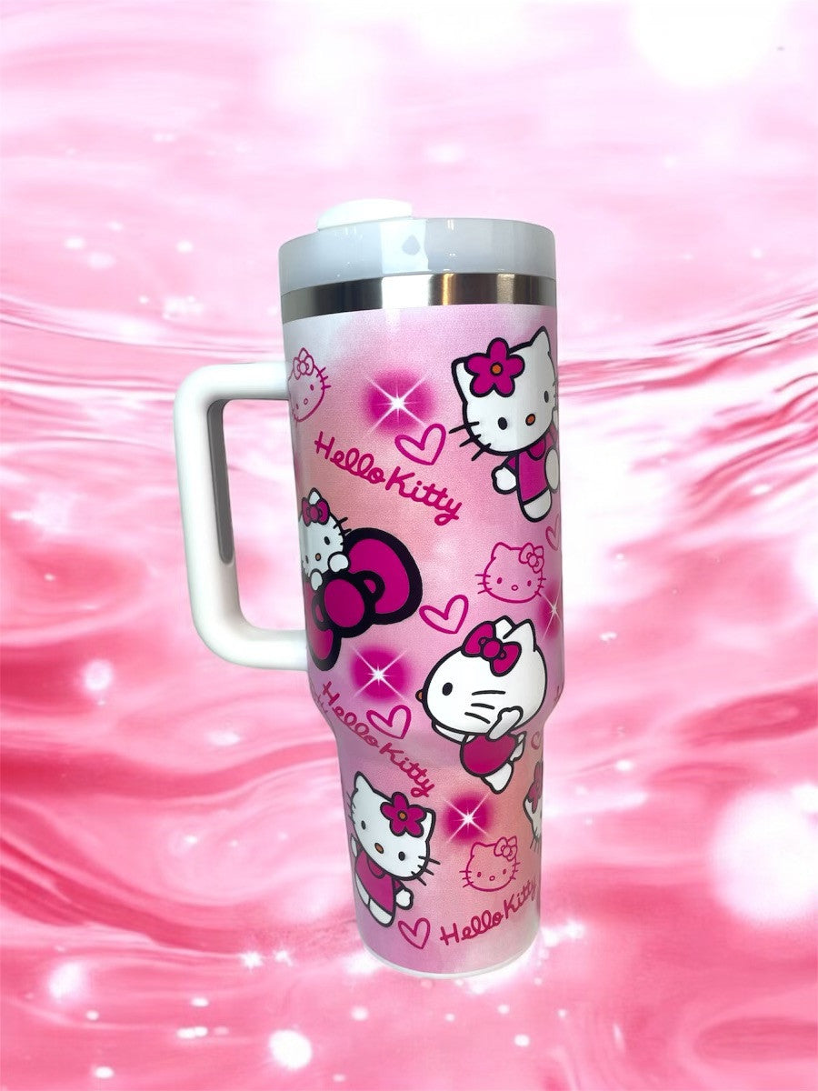 Hello Kitty Wasserflasche aus Edelstahl inkl. Strohhalm