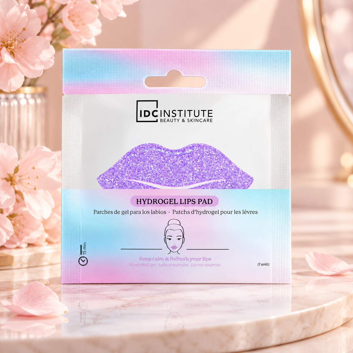 IDC Institute Hydrogel-Lippenmaske mit Glitzer lila