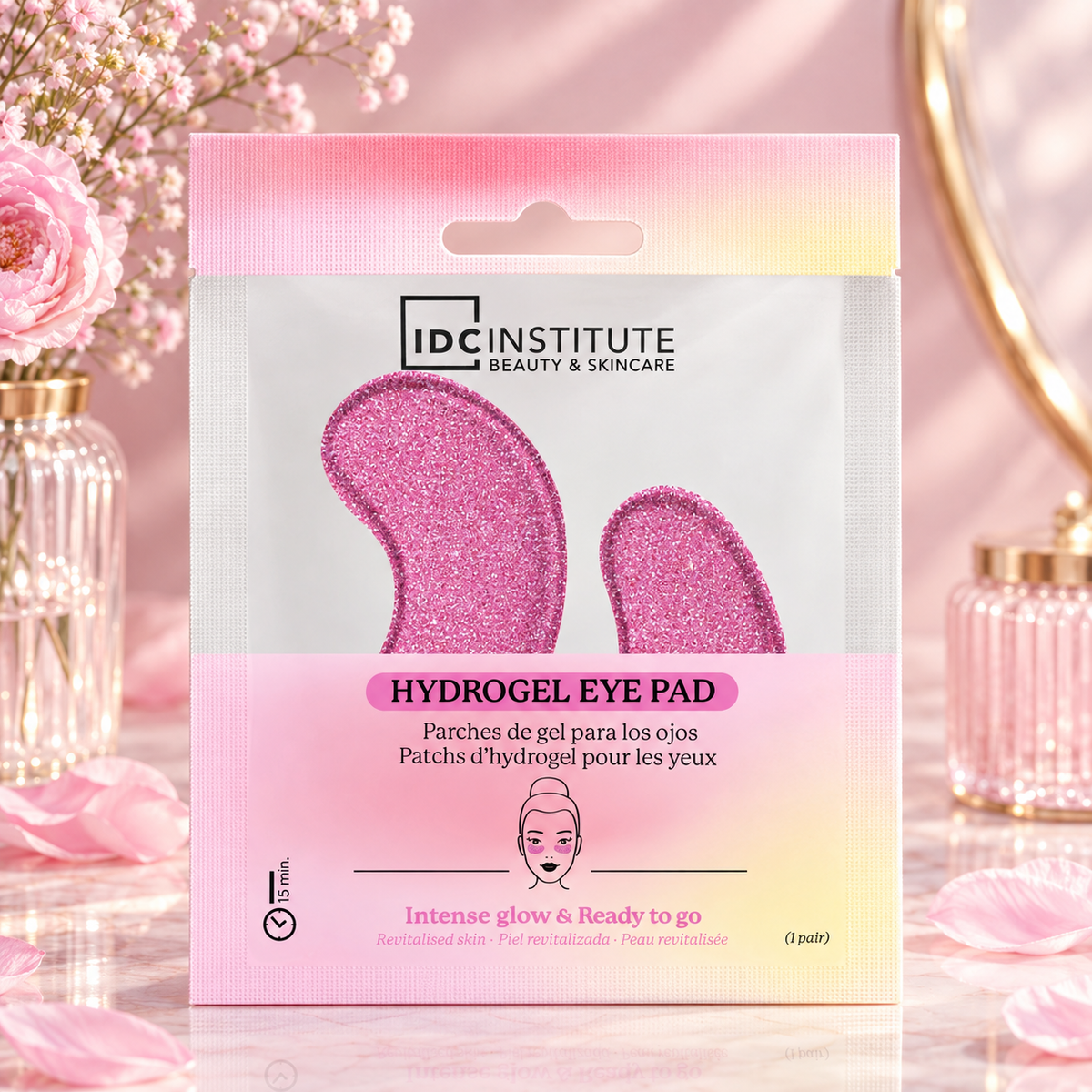 IDC Institute Hydrogel-Augenpads mit Glitzer in pink
