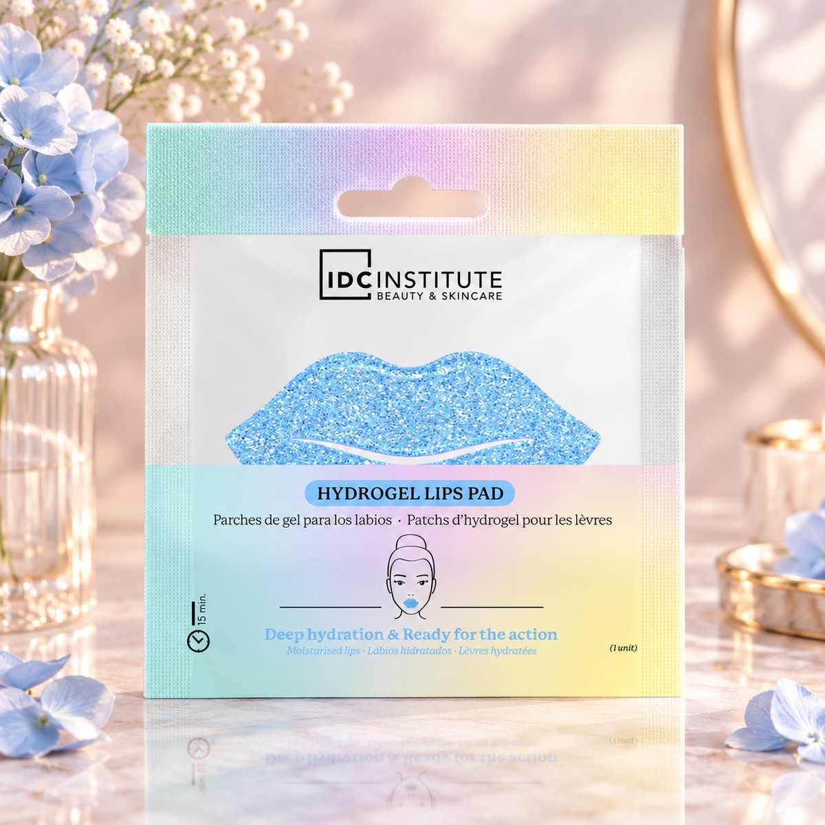 IDC Institute Hydrogel-Lippenmaske mit Glitzer blau