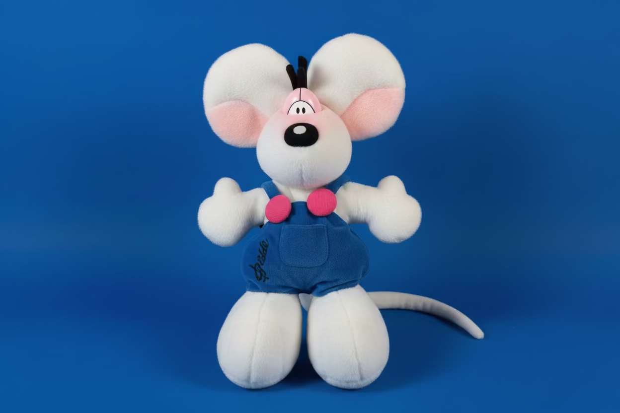 Diddl Handpuppe mit Latzhose ca. 45cm Ausstellungsmodell ohne Etikette