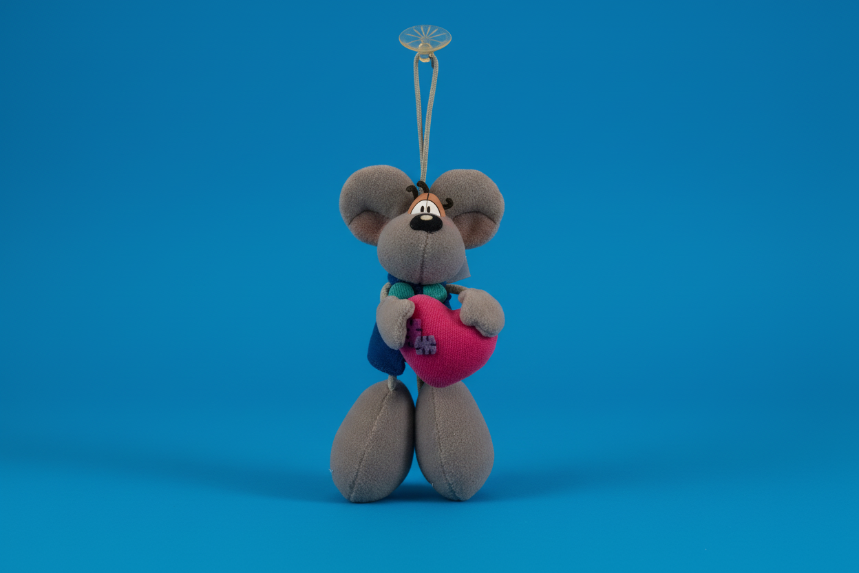 Diddl grau Herz mit Saugnapf Ausstellungsmodell ohne Etikette