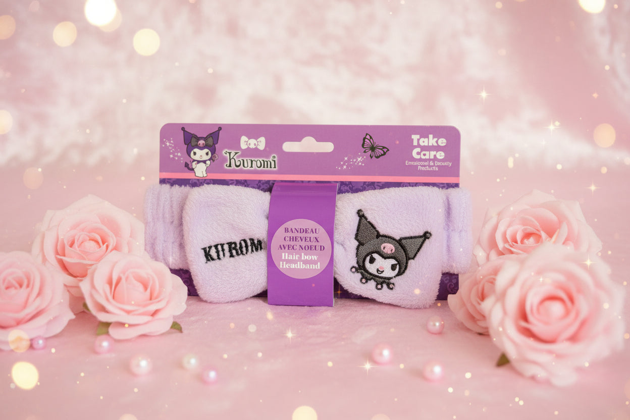 Take Care Kuromi Haarband in Lila mit weichem Schleifen-Design
