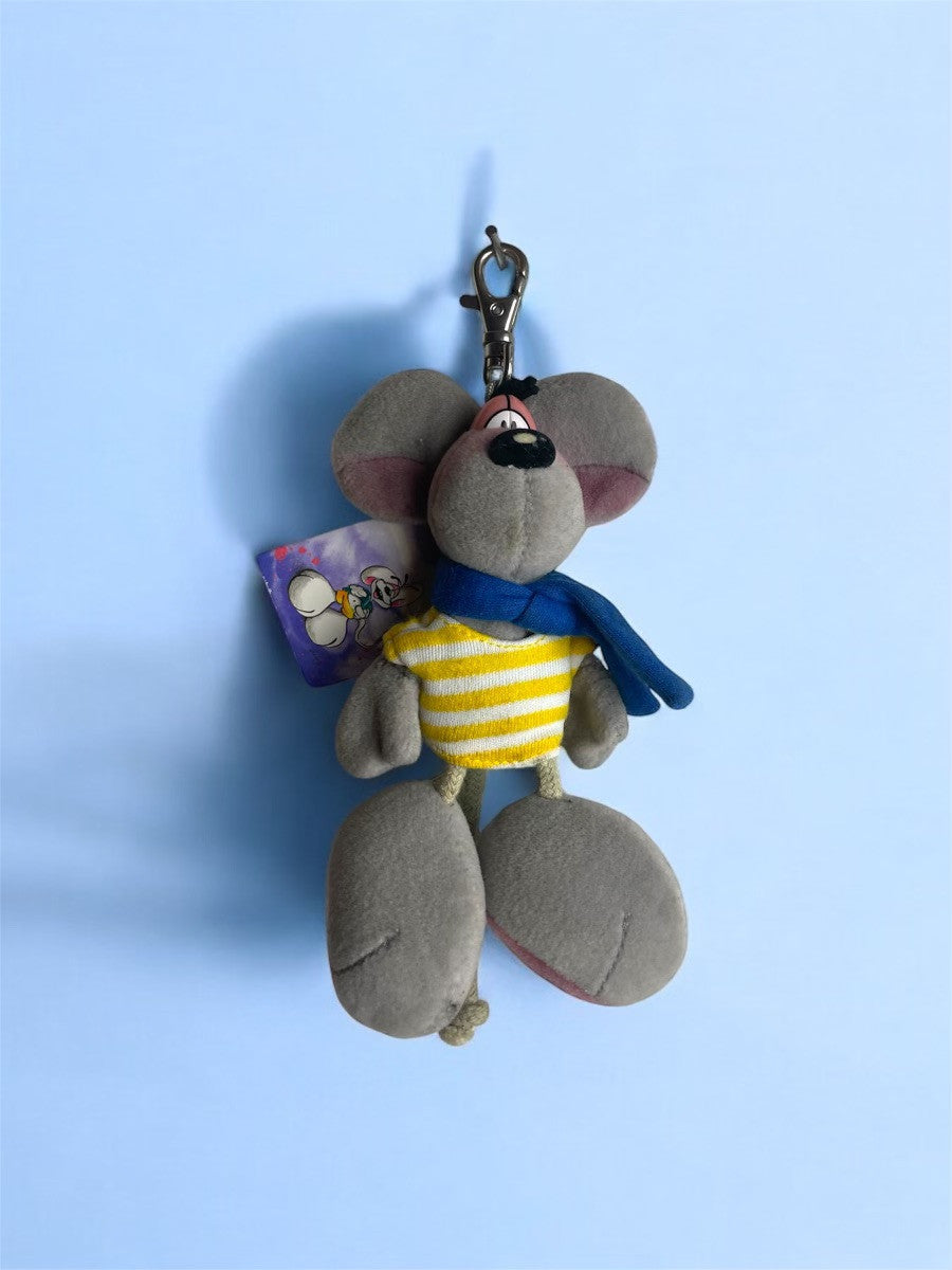 Diddl grau mit Schal blau