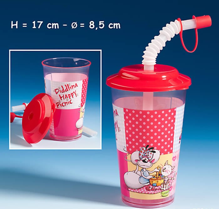 Diddlina Happy Picnic Trinkflasche mit Strohalm